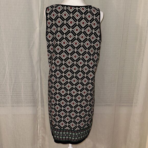 Amber Blue L Black Ivory Multicolored Contrast Sleeveless Light Shift Dress - Picture 2 of 10